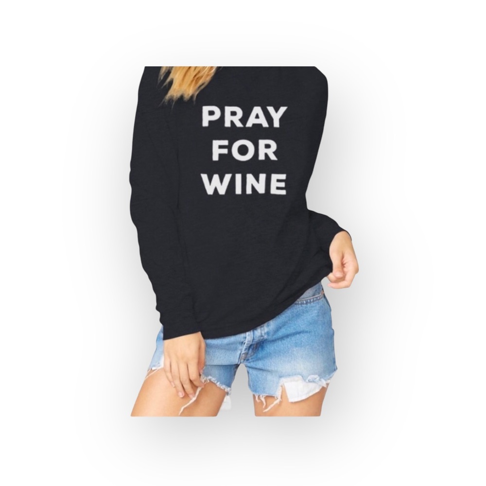 new The Laundry Room ☻︎ Super Soft Pray 4 Wine Graphic Sweatshirt ☻︎ Jet Black S - Picture 14 of 16